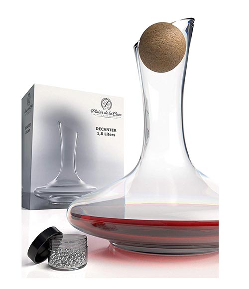 Decanter Vino In Cristallo Soffiato A Mano - Caraffa Aeratore 1500ml Per Vino Rosso - Foto 6