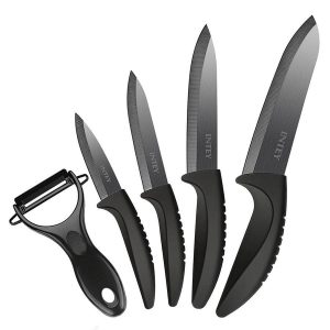 coltello da cucina con blocco per coltelli EwigYou 4 coltelli in ceramica e 1 pelapatate multiuso Set di 6 coltelli in ceramica 