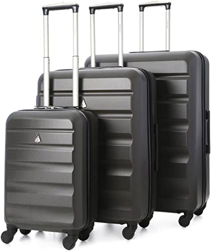 Set di valigie Zelsius 3 pezzi, blu acciaio, valigia da