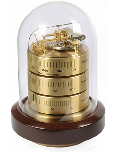 Barometro Barigo Captain Cromato 210x50mm - In Mogano, Prodotto In Germania - Foto 9