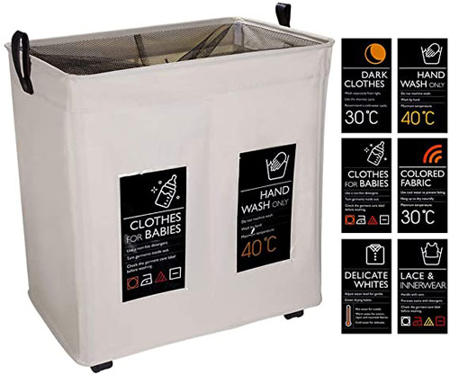 GIZNXBA Cesto Portabiancheria Plastica Cestino Biancheria Sporca Slim su Ruote, Cesto per I Vestiti per La Camera da Letto, Cestini Angolari Stretti per La Lavanderia, Il Bagno(/Beige,B
