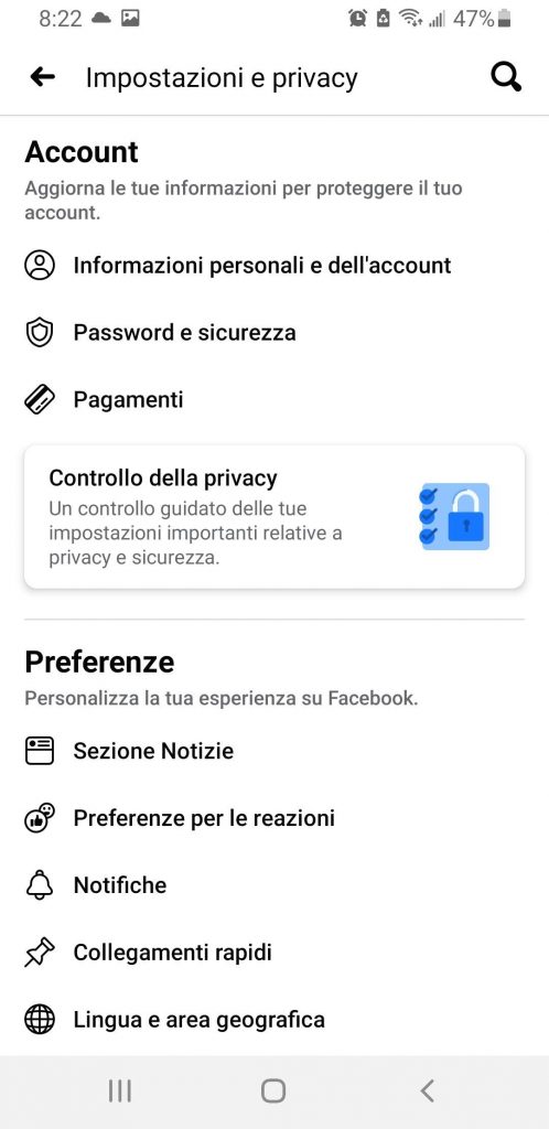 Fate-tap-su-Impostazioni-e-privacy