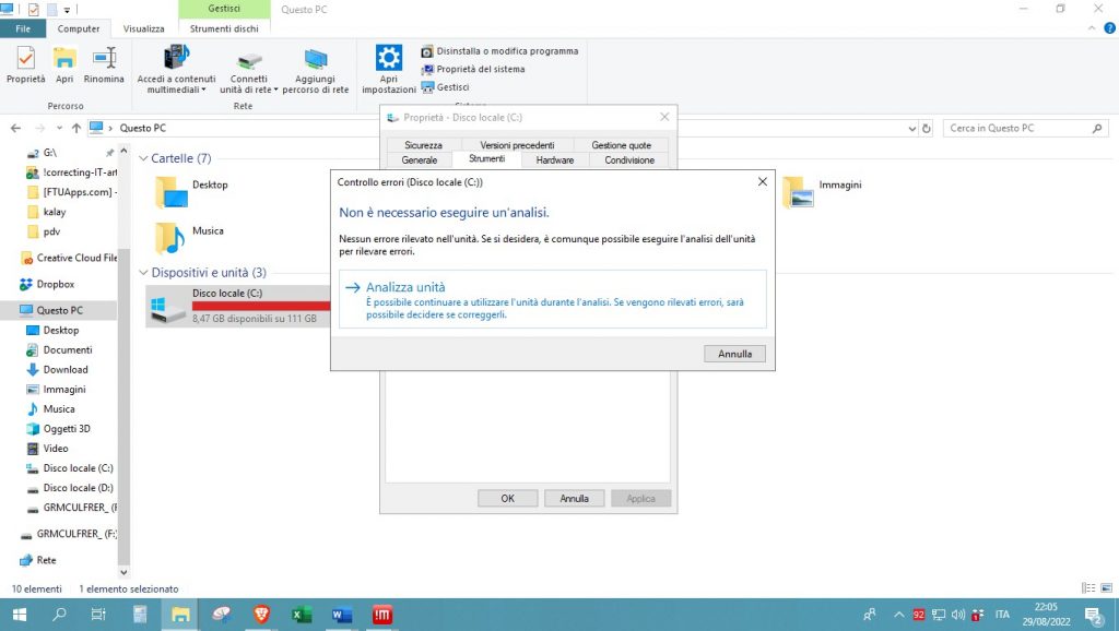 click-su-Analizza-unità