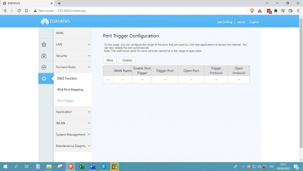 selezionare-Port-Trigger-Configuration