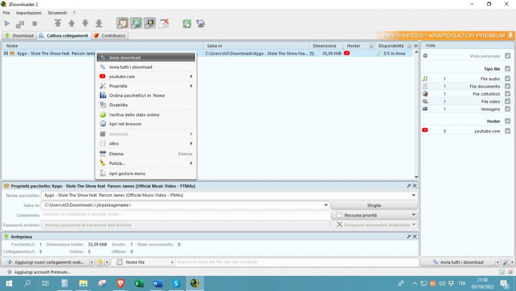 Seleziona-Avvia-download