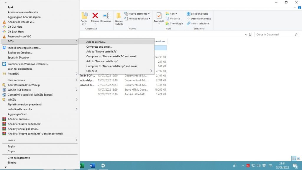 Selezionate-7-zip-dal-menu