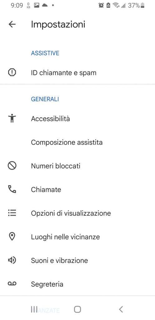 Toccate-Impostazioni